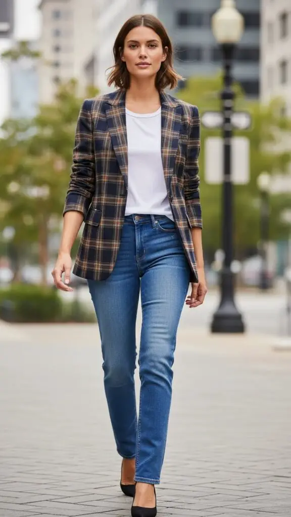 Plaid Blazer + Jeans