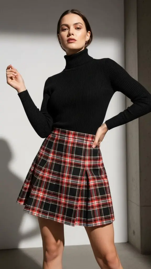 Plaid Skirt and Turtleneck