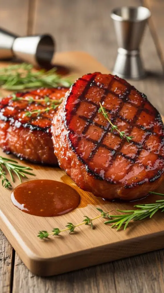 -Pleaser Brown Sugar & Bourbon Glazed Ham Steaks