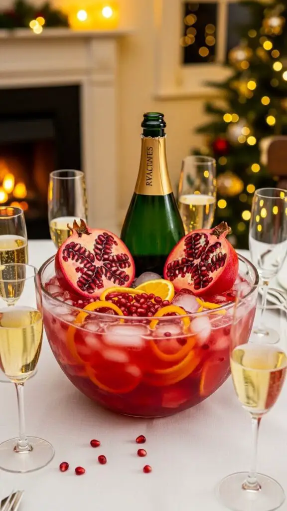 Pomegranate Champagne Punch Bowl