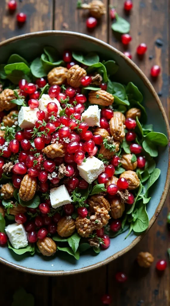 Pomegranate, Feta & Candied Pecan Christmas Salad