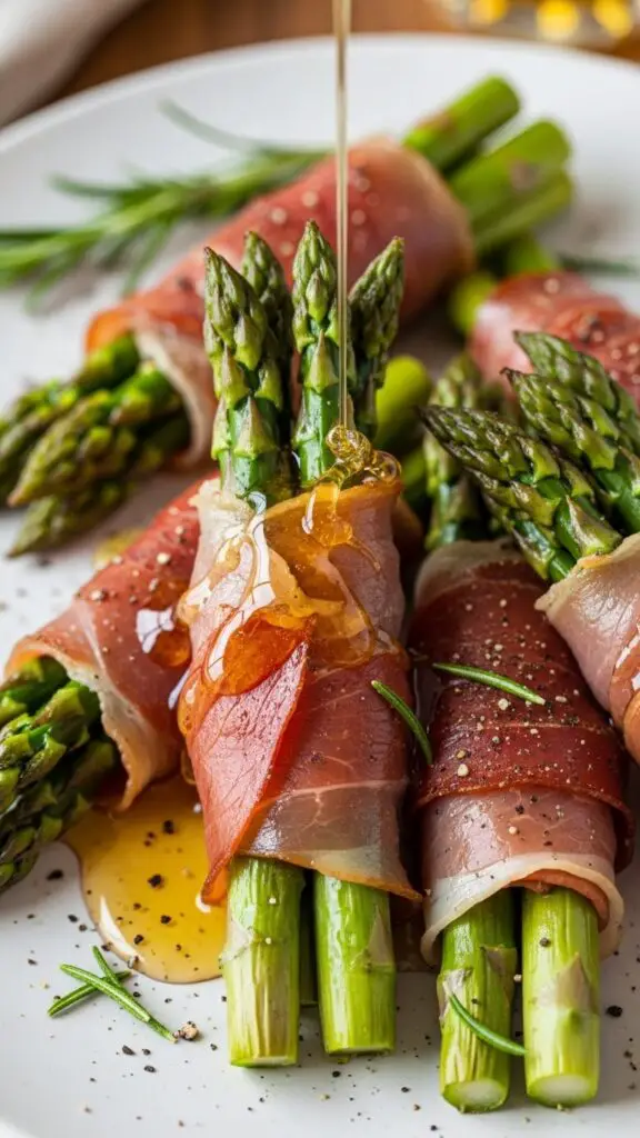 Prosciutto-Wrapped Asparagus with Honey Drizzle