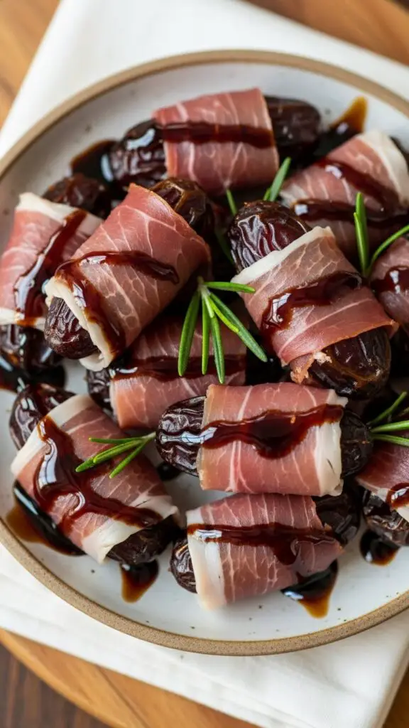 Prosciutto-Wrapped Dates with Balsamic Glaze