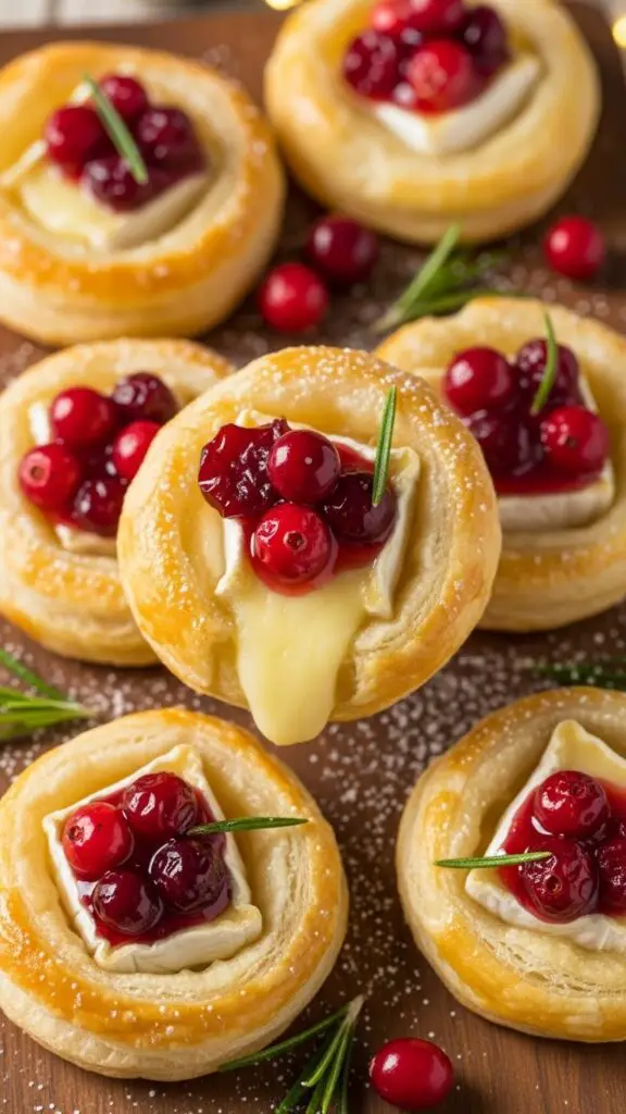 Puff Pastry Brie and Cranberry Bites
