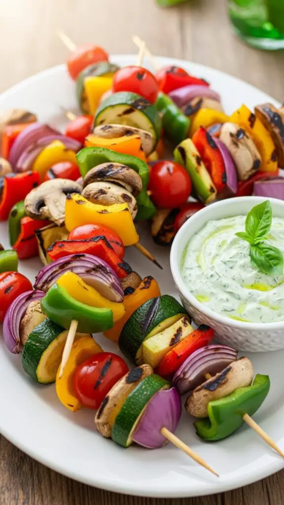 . Rainbow Veggie Skewers with Herb Dip