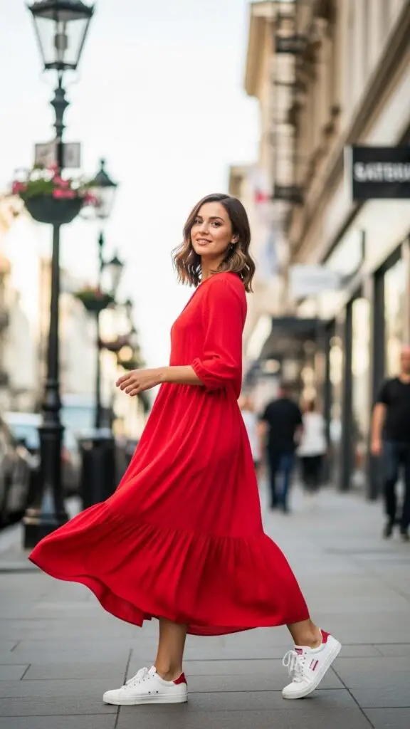 Red Dress + Sneakers