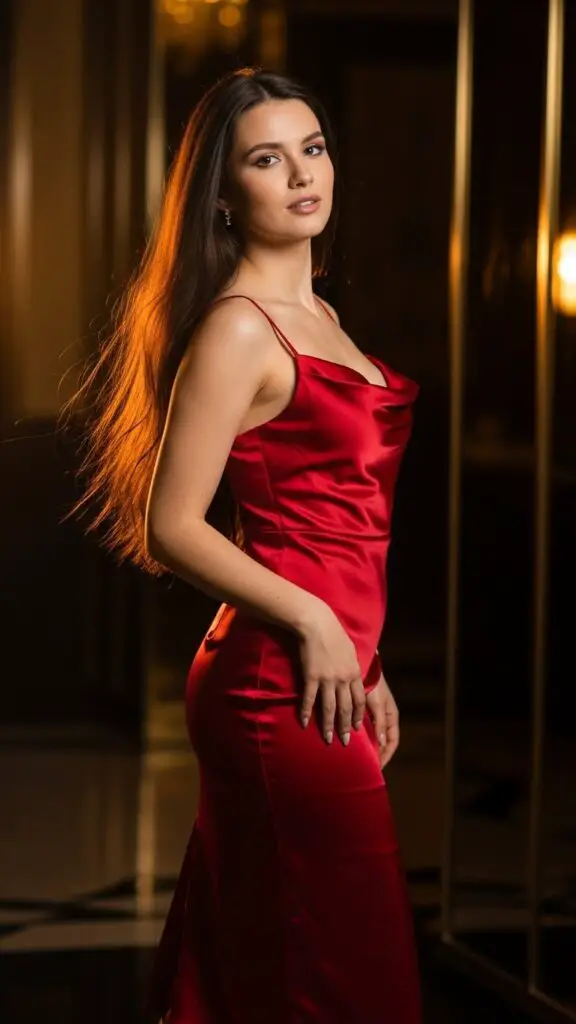 Red Satin Midi Dress (Main Character Alert)