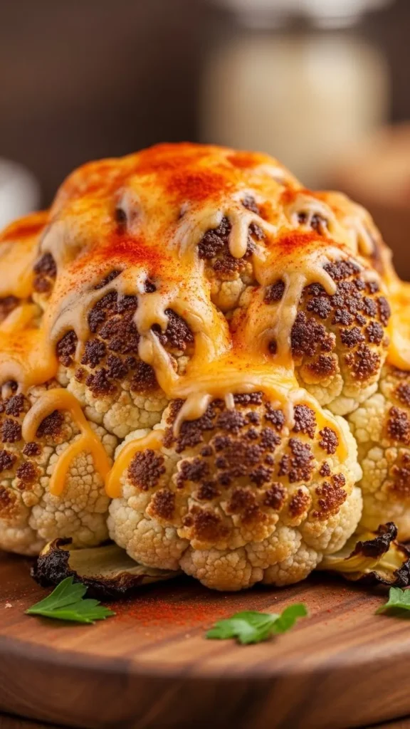 Roasted Cauliflower with Cheddar & Paprika