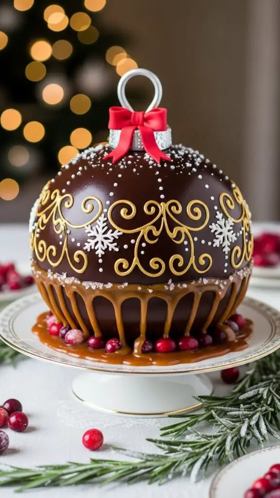 Salted Caramel Chocolate Christmas Ornament Cak