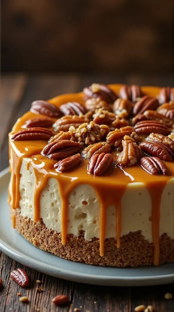 Salted Caramel Pecan Turtle Cheesecake