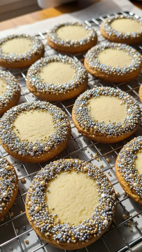 Shortbread Cookies with Glittery Sprinkles Edges