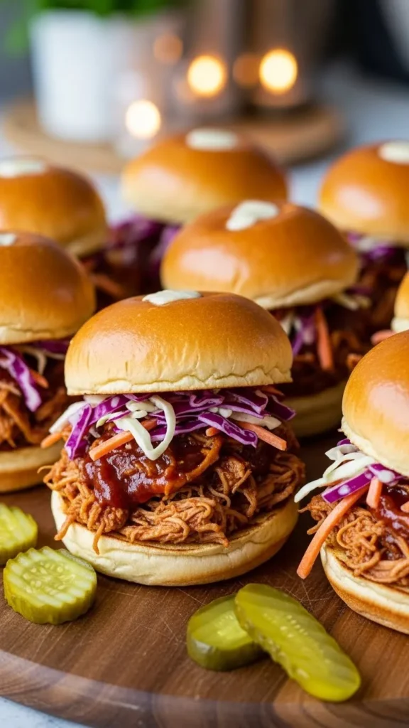 Slow Cooker BBQ Pulled Chicken Sliders