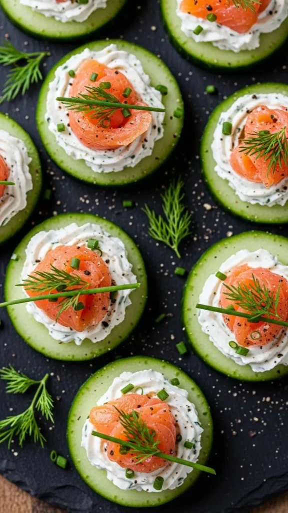 Smoked Salmon Cucumber Bites with Herbed Cream Cheese