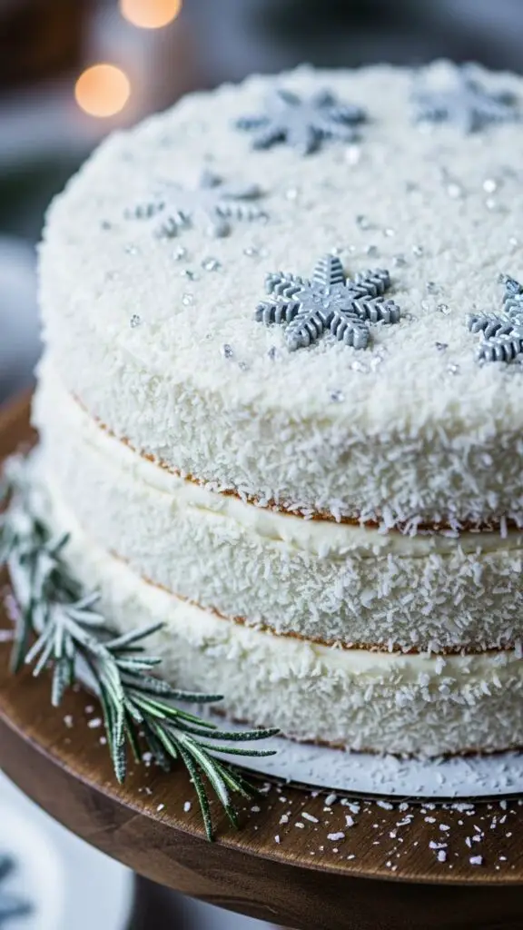 . Snow-Covered Coconut White Cake