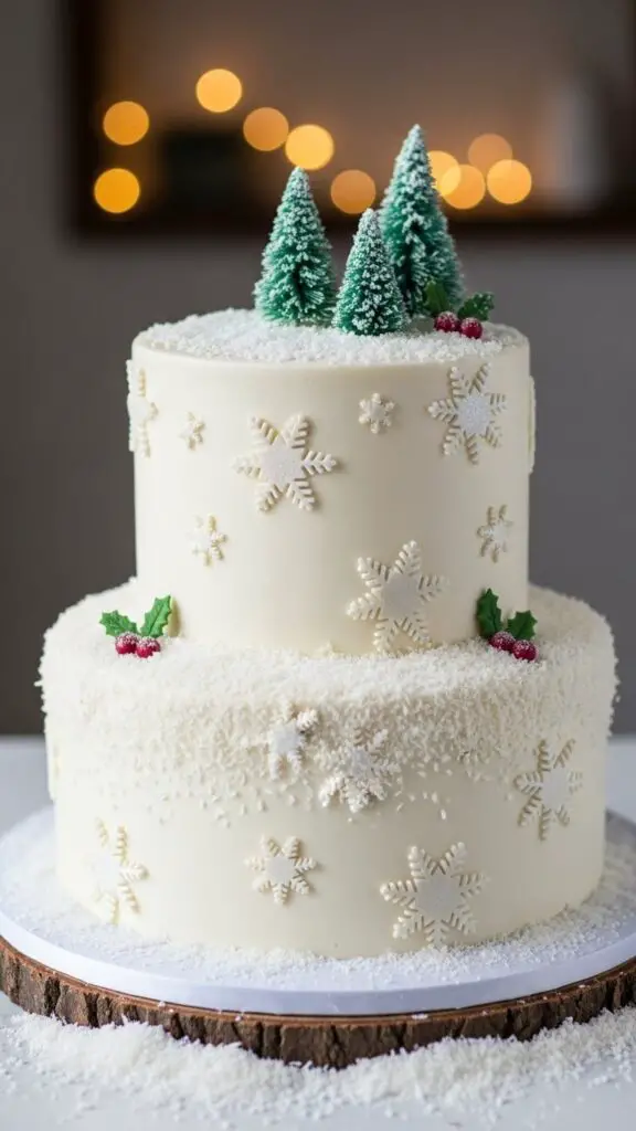 Snowy Coconut White Christmas Cake