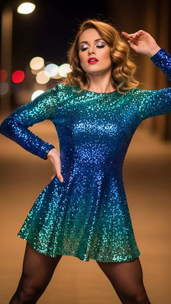 Sparkly Sequin Dress + Tights