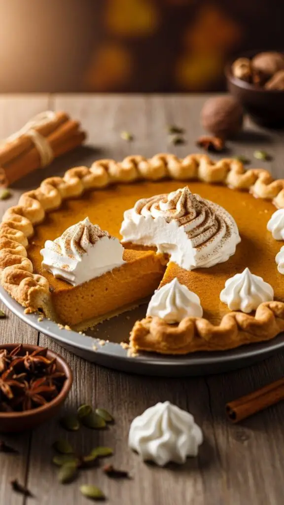 Spiced Pumpkin Pie with Whipped Cream
