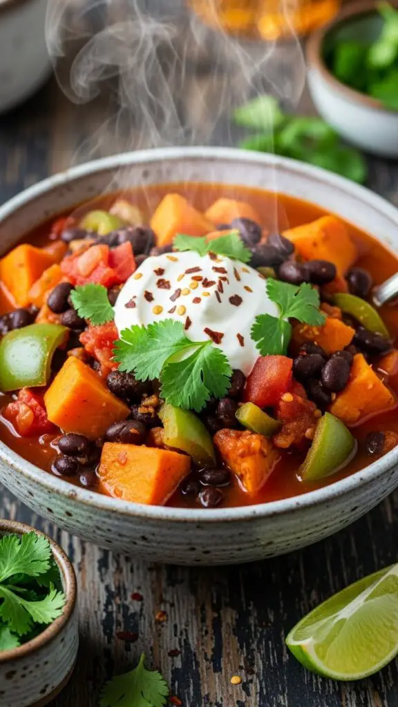 Spicy Black Bean & Sweet Potato Chili