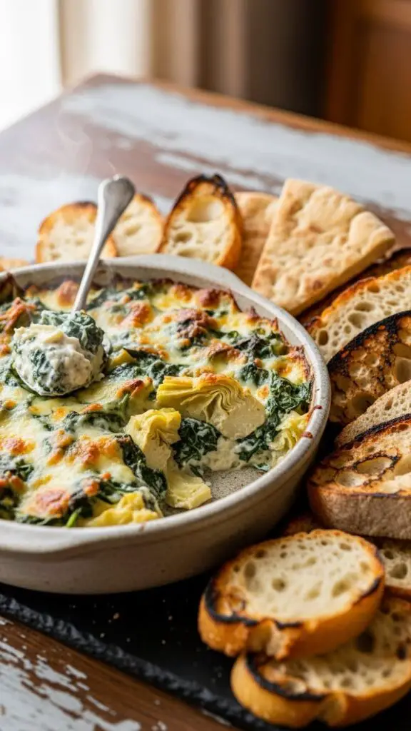 Spinach Artichoke Dip with Bread