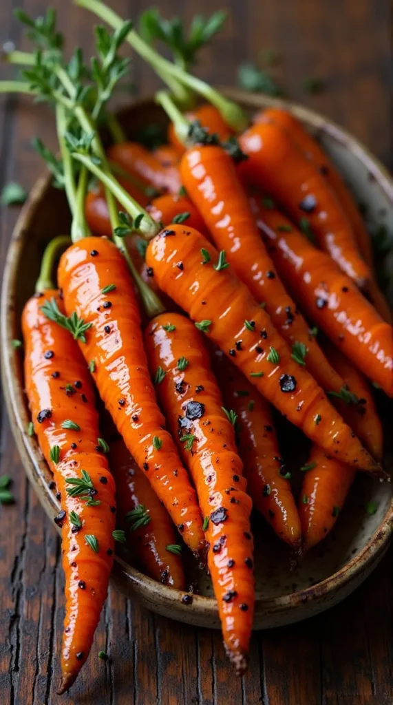 Sticky Vegan Glazed Carrots with Thyme