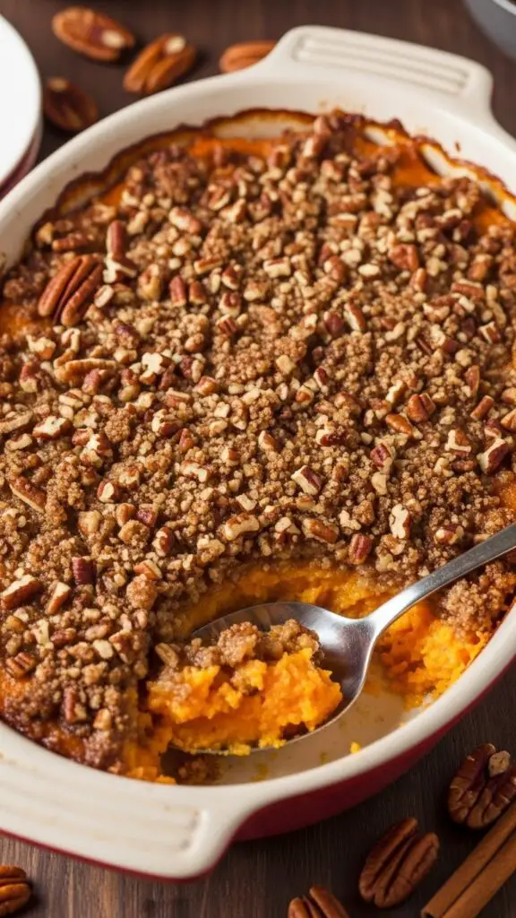 Sweet Potato Casserole with Pecan Topping