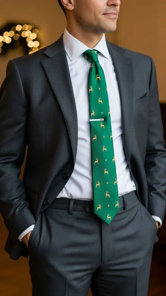 Tailored Suit with Holiday Tie
