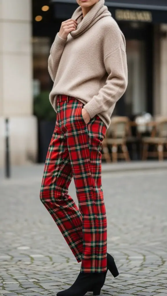 Tartan Pants + Cashmere Sweater