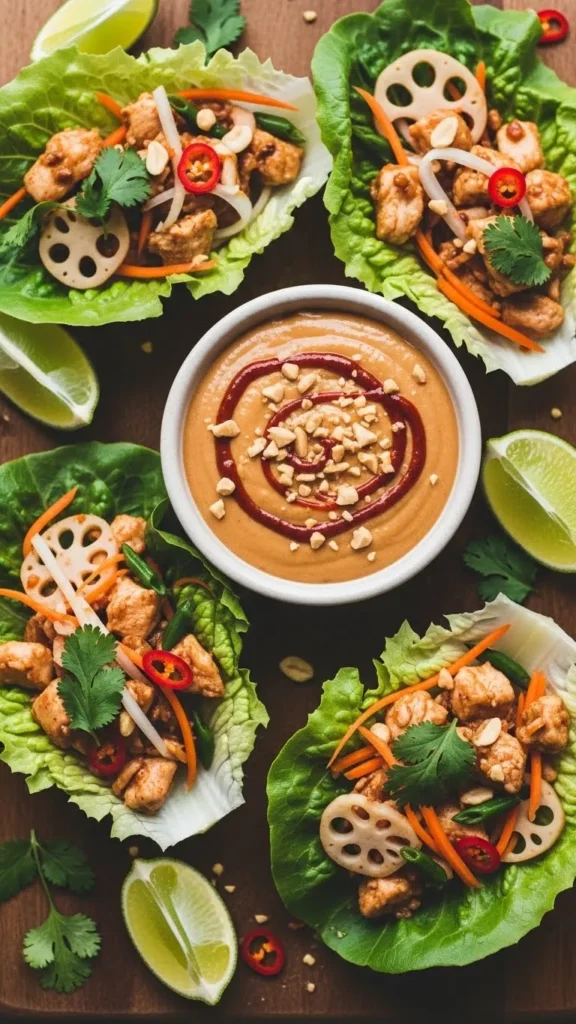 Thai Chicken Lettuce Wraps with Peanut Sauce That'll Haunt Their Dreams