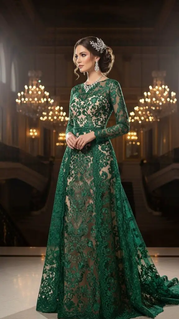 The Emerald Green Lace Elegance