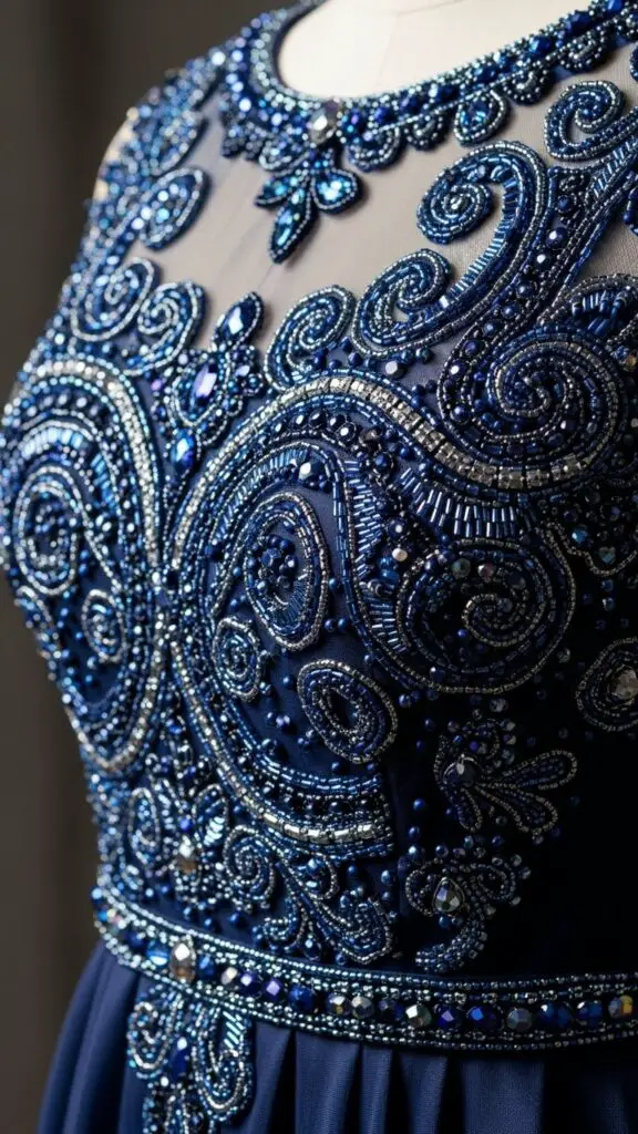The Navy Blue Beaded Beauty