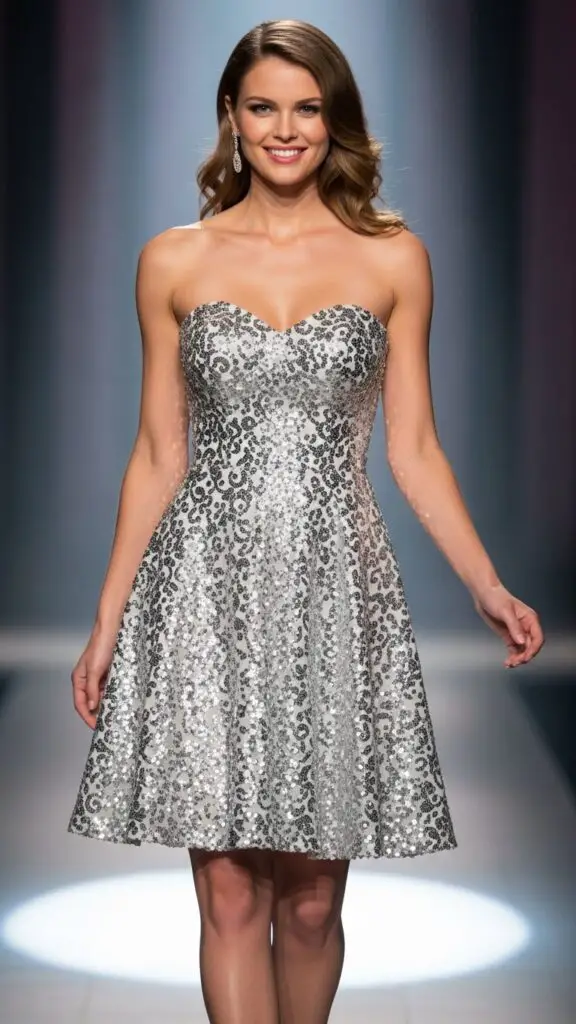 The Silver Sequin Strapless Sensation