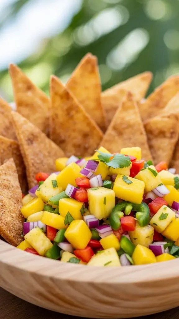 . Tropical Fruit Salsa with Homemade Cinnamon Chips