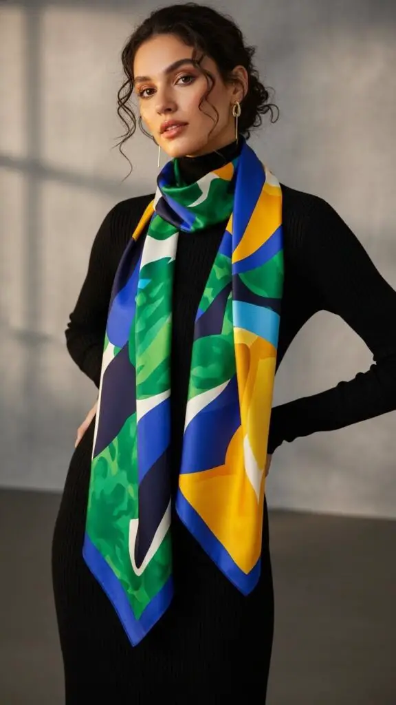 Turtleneck Dress + Statement Scarf