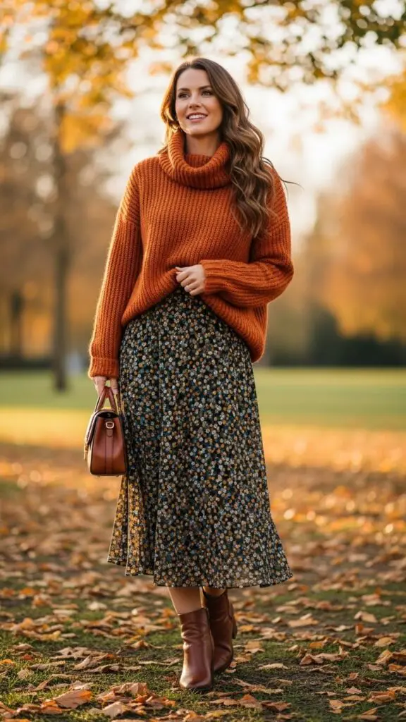 Turtleneck Sweater + Midi Skirt