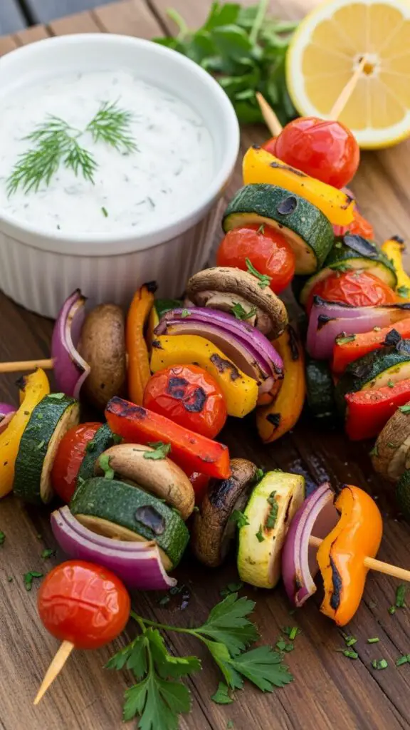 Veggie Skewers with Ranch Dip