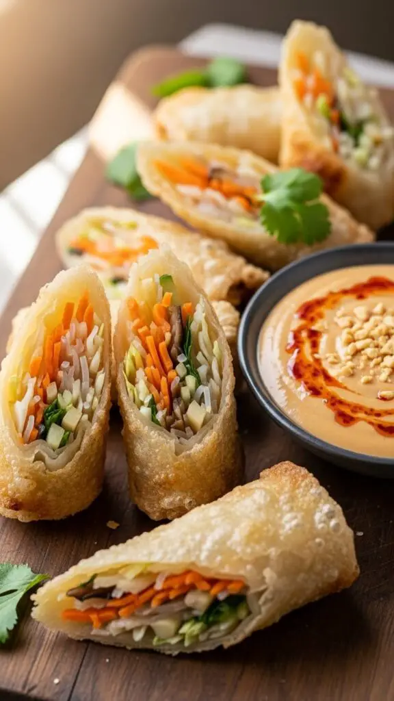 Veggie Spring Rolls with Peanut Dipping Sauce