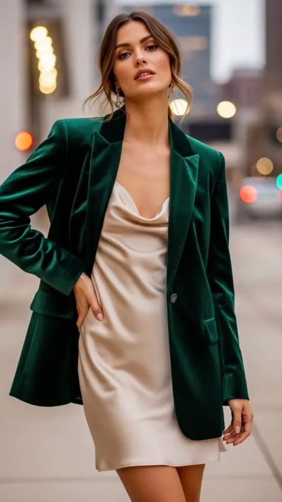 Velvet Blazer + Slip Dress