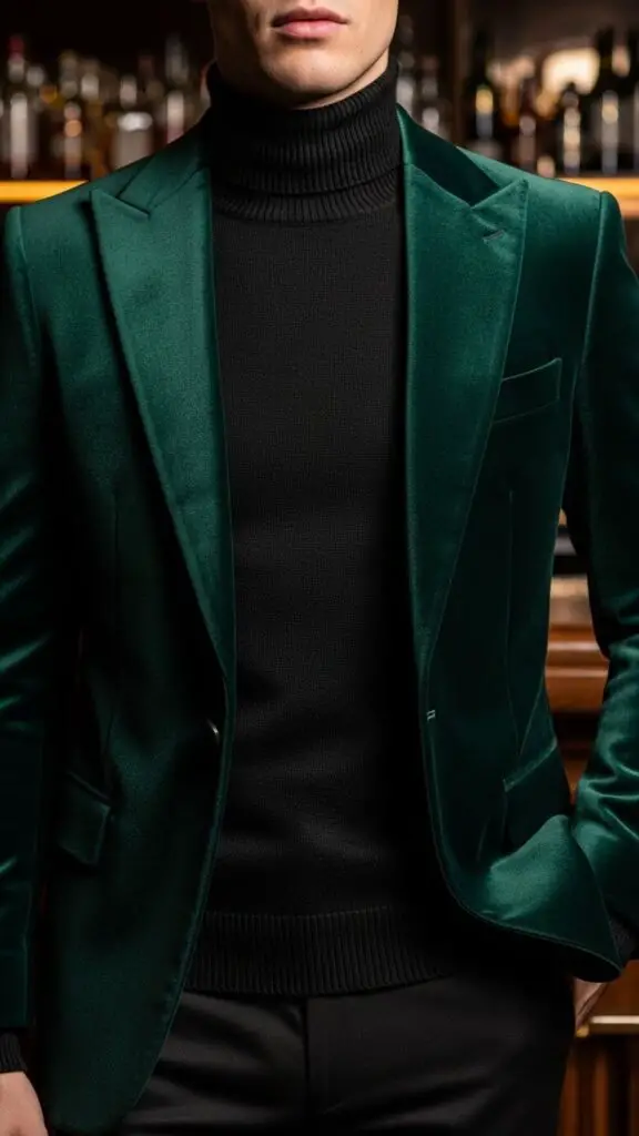 Velvet Blazer over Turtleneck