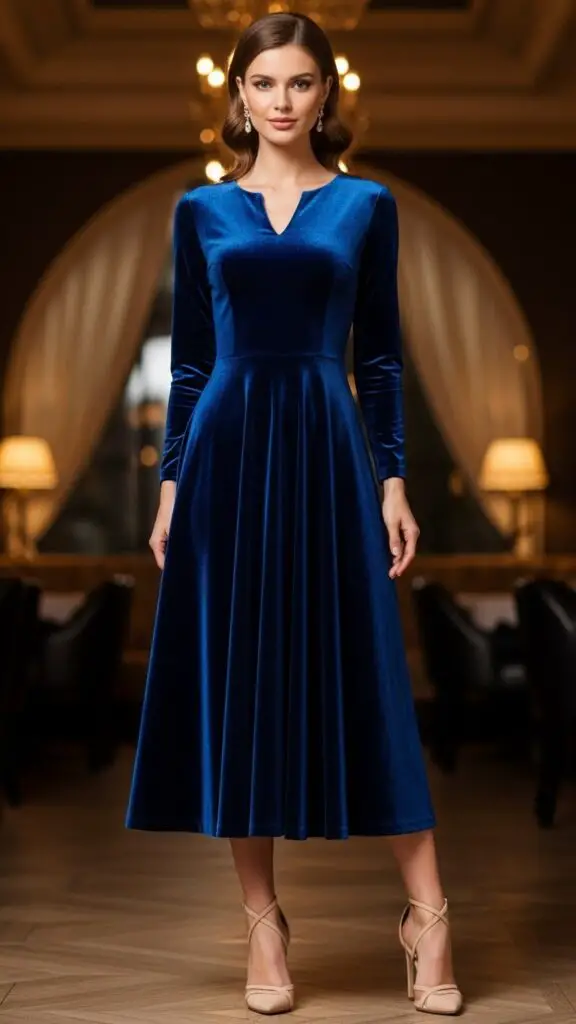 Velvet Midi Dress + Strappy Heels