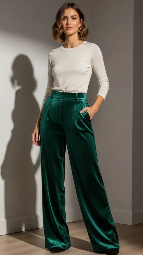 Velvet Pants and Simple Top