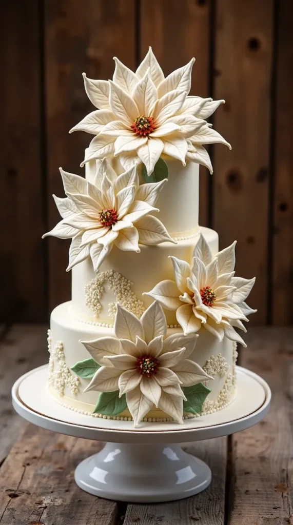White Poinsettia Cake