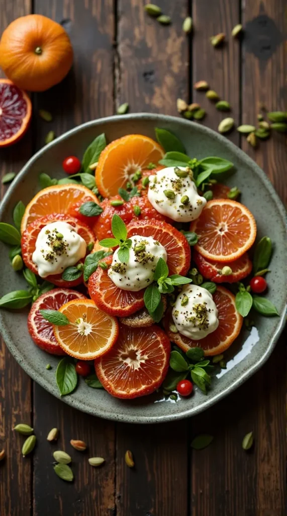 Winter Citrus & Burrata Salad with Pistachio Dust