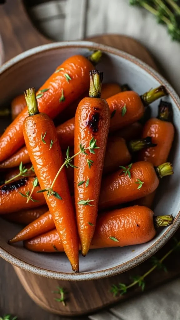 Sticky Vegan Glazed Carrots with Thyme
