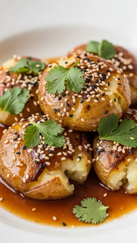 Asian Sesame and Soy Smashed Potatoes
