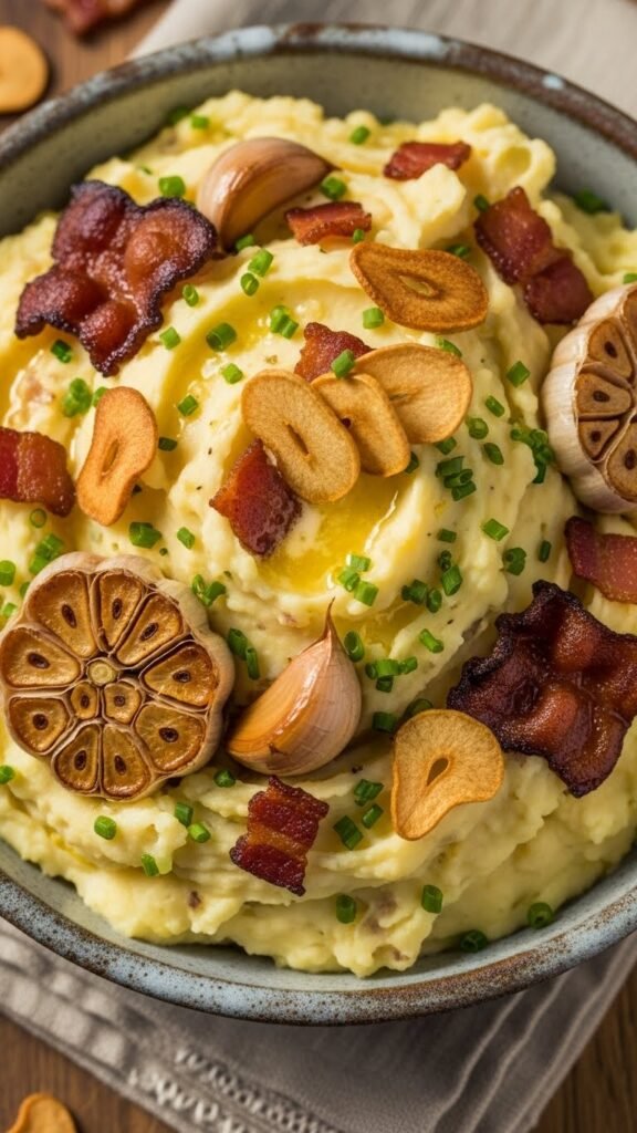 Bacon Garlic Mashed Potatoes Loaded with Crunch