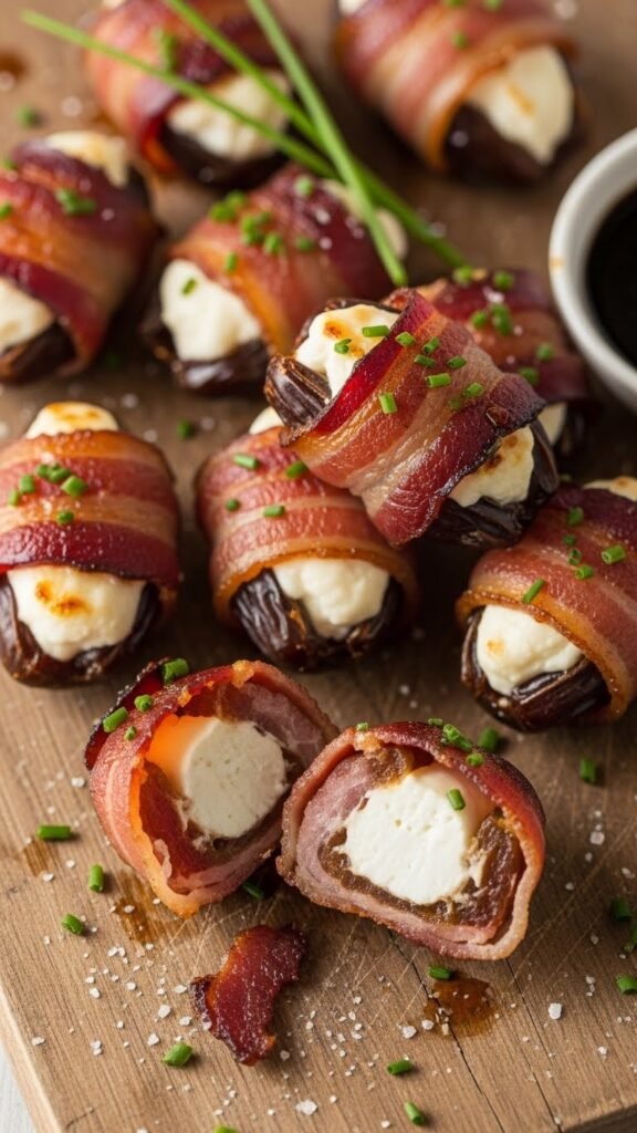Bacon-Wrapped Dates Stuffed with Goat Cheese