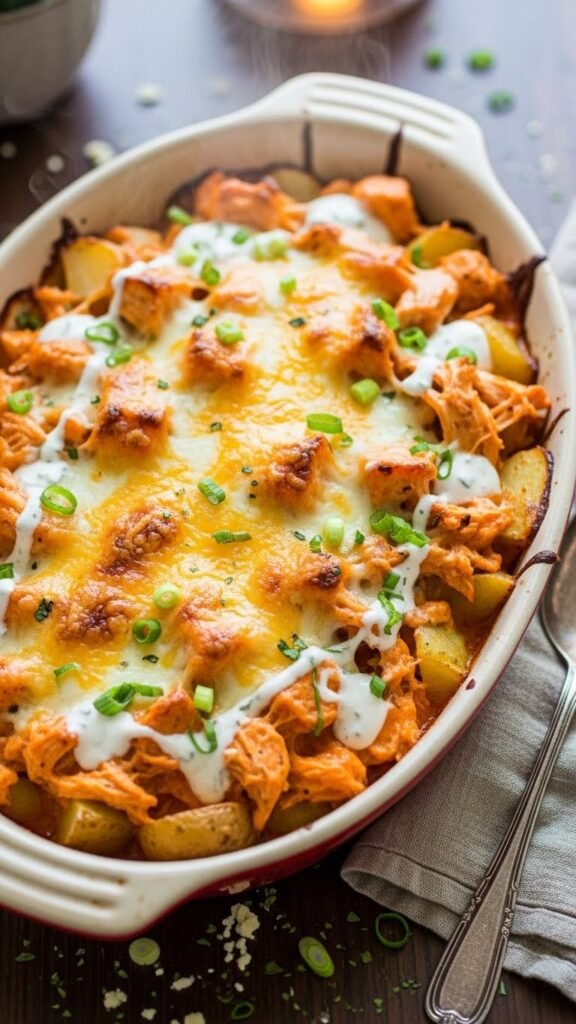 Buffalo Chicken Potato Casserole