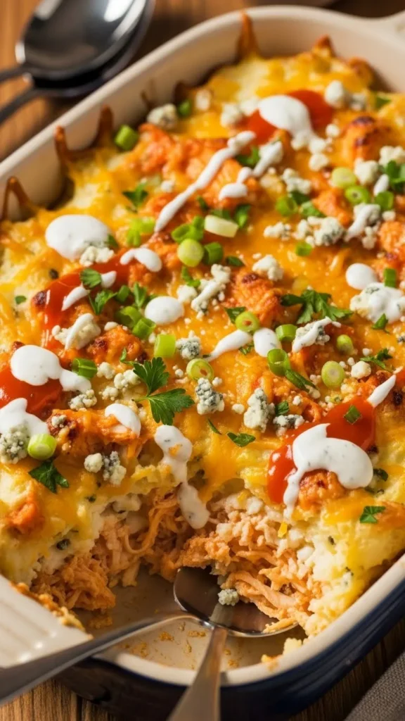 Buffalo Chicken Twice-Baked Potato Casserole
