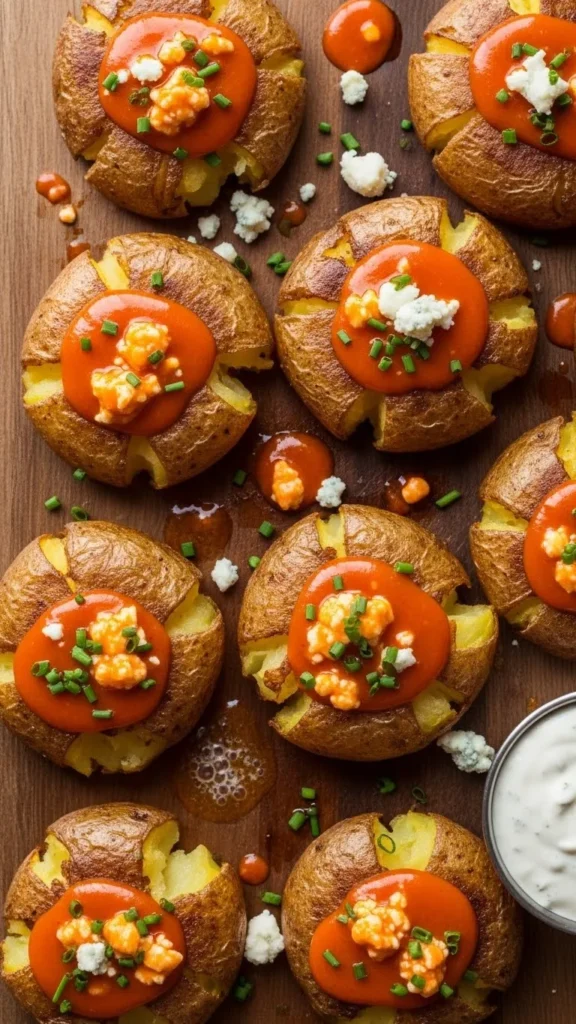 Buffalo Wing-Inspired Smashed Potatoes