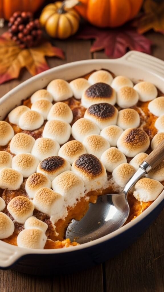 Cinnamon-Swirled Sweet Potato Casserole with Toasty Marshmallows